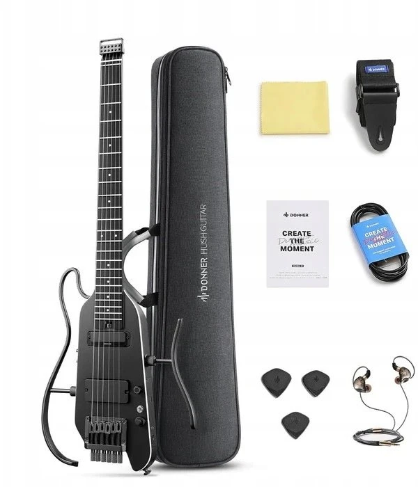 Donner Hush X Pro juoda - elektrinė gitara