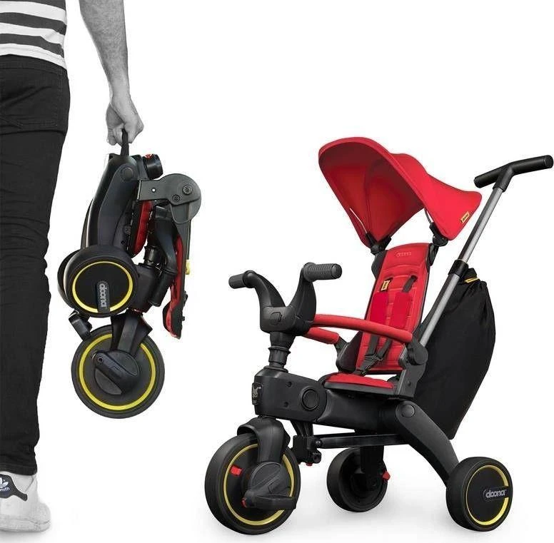 Doona Liki Trike S3 5in1 Sulankstomas triratukas dviratukas - Juodas/raudonas