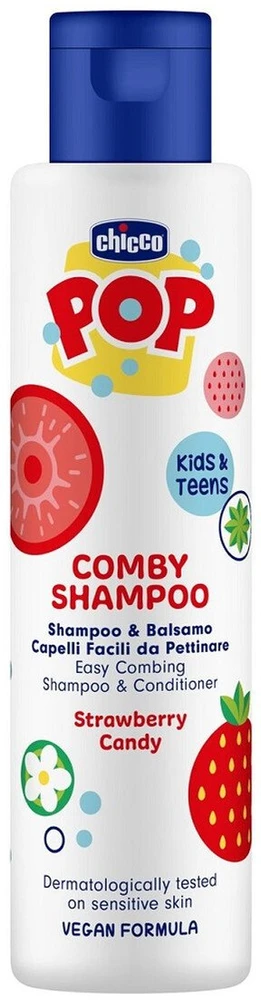 Double K Chicco Pop 2-in-1 šampūnas ir kondicionierius su braškių šerbeto kvapu, 250 ml