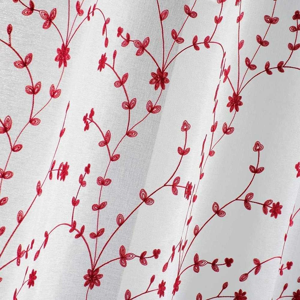 Douceur Dinterieur Interjero dizainas Langų užuolaidos su ąselėmis PETIT FLEUR, 140 x 240 cm, balta ir raudona