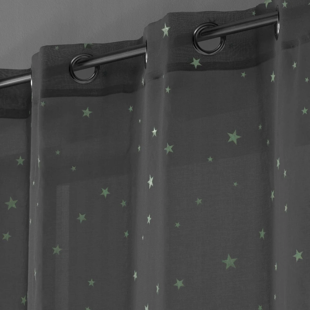 Douceur Dinterieur Interjero dizaino užuolaidos su kilpomis ir tamsoje šviečiančiomis žvaigždėmis FLUO NIGHT