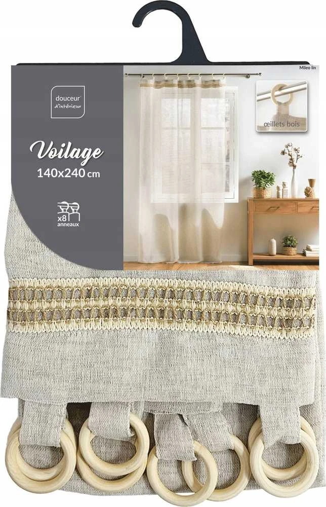 Douceur Dinterieur Vidaus uždanga ant medinių žiedų MILEO, 140 x 240 cm