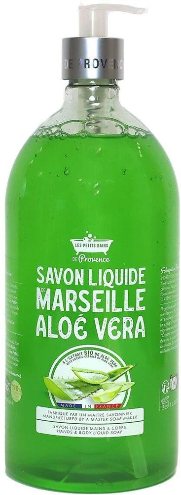 Les Petites Bains de Provence Marseille Aloe Vera Liquid Soap For Hands & Body, 1000 ml
