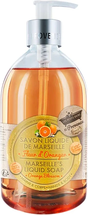 Les Petites Bains de Provence Marseille Oranžinis Blassom skystas muilas rankoms ir kūnui, 500 ml