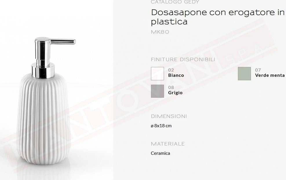 Skysto muilo dozatorius Gedy Marika MK8002, baltas