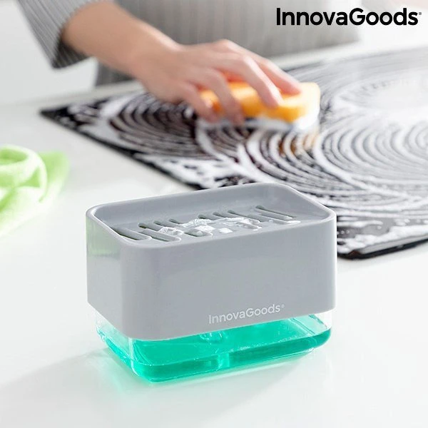 InnovaGoods muilo dozatorius 2 viename Pushoap skirta indams skysčio dozatorius kriauklei