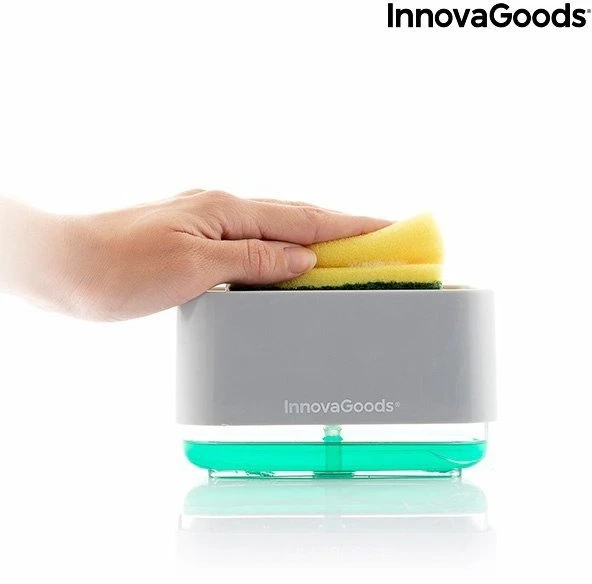 InnovaGoods muilo dozatorius 2 viename Pushoap skirta indams skysčio dozatorius kriauklei