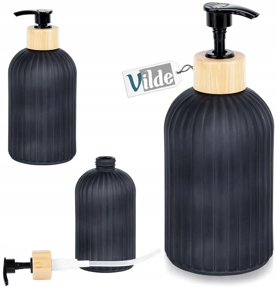 Skysto muilo dozatorius Vilde 400 ml stiklinis juodas