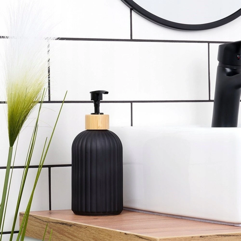 Skysto muilo dozatorius Vilde 400 ml stiklinis juodas