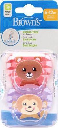 DR. BROWN'S Čiulptukai PreVent 6-18 mėn. BEAR, 2 vnt.