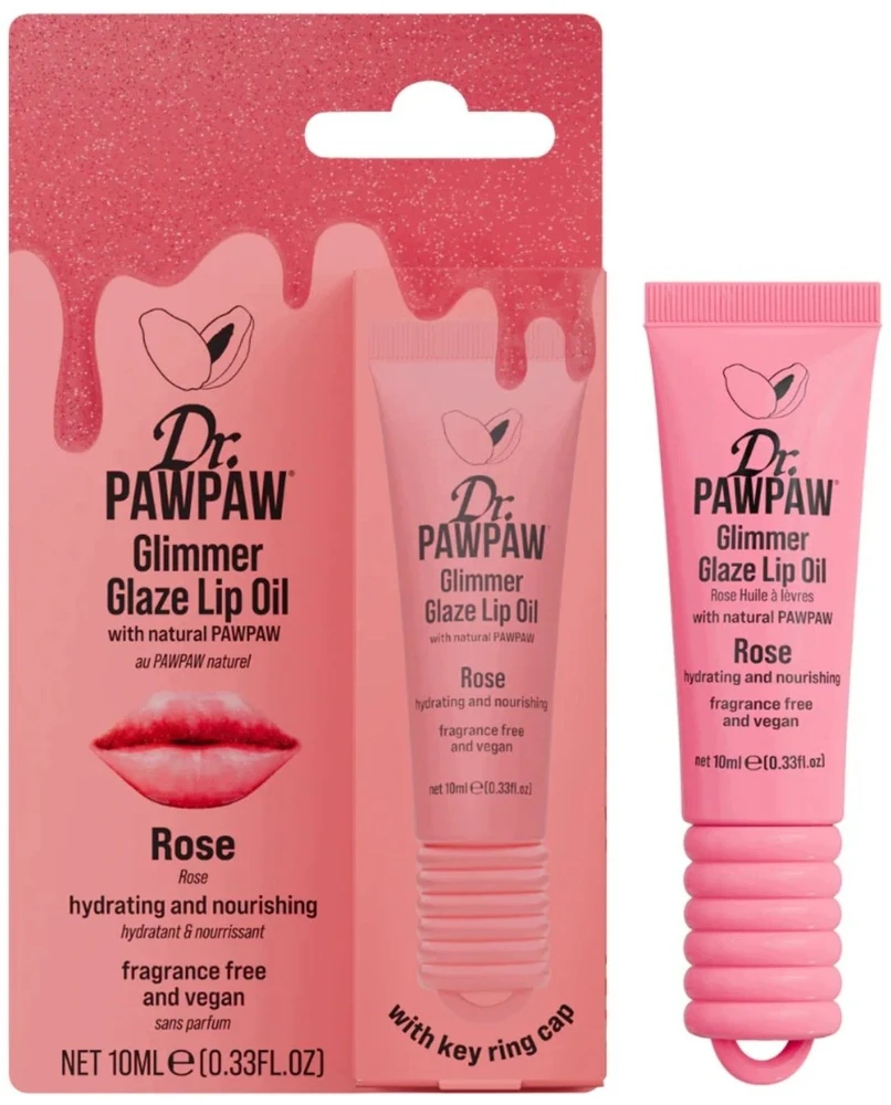 Dr. PawPaw Glimmer Glaze blizgantis ir drėkinantis lūpų aliejus Rose, 10 ml