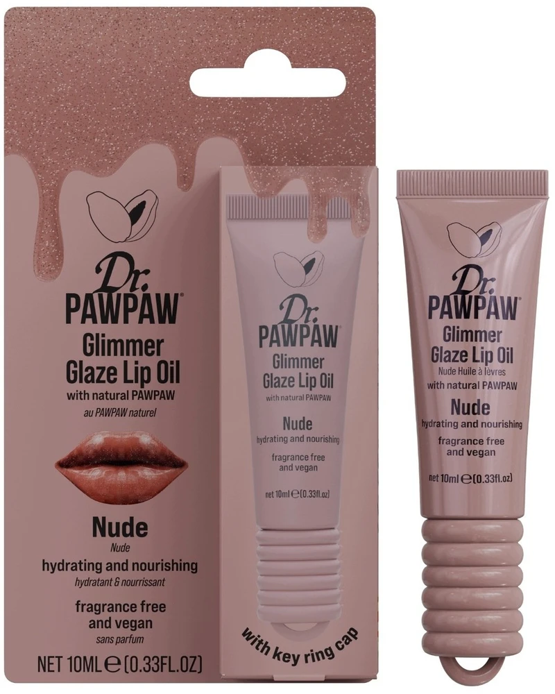 Dr. PawPaw Glimmer Glaze Hydrating & Glow Lip Oil Nude, 10 ml