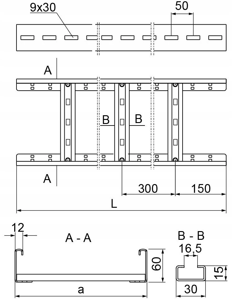 Baks Kabelių kopėčios DUP300H60/3N Baks