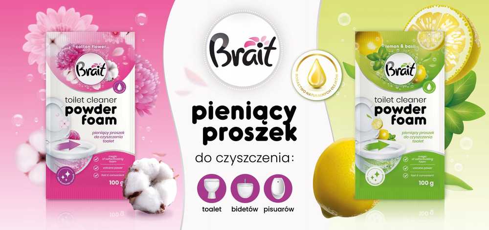 WC valymo milteliai BRAIT Lemon & Basil 100g