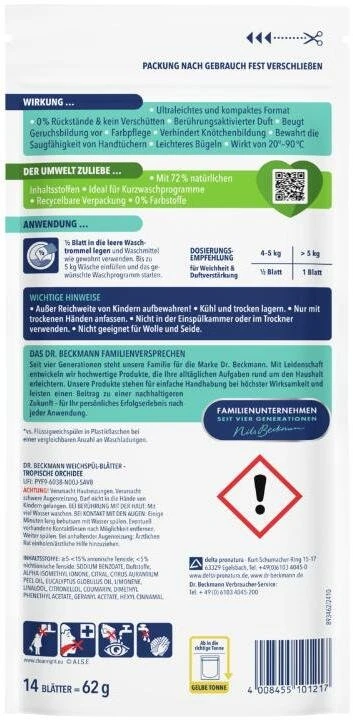 „Dreame Dr. Beckmann Magic Leaves“ tropinių orchidėjų minkštiklio servetėlės, 28 vnt.