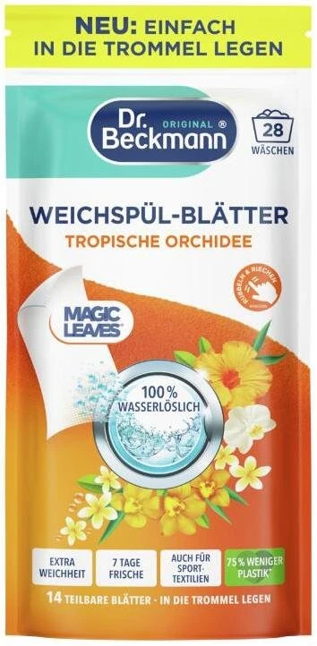 „Dreame Dr. Beckmann Magic Leaves“ tropinių orchidėjų minkštiklio servetėlės, 28 vnt.