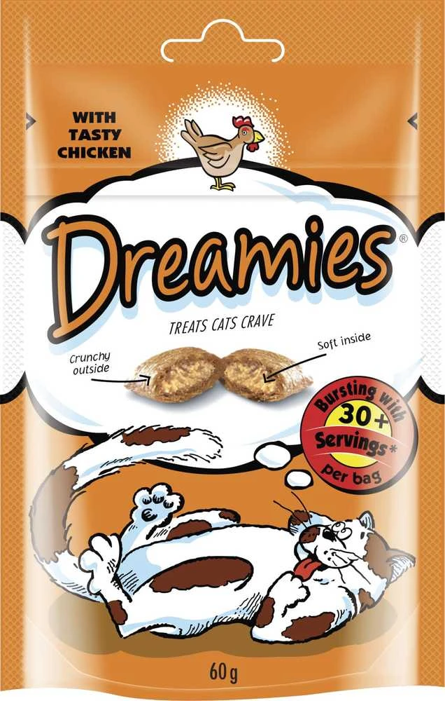 Skanėstai katėms Dreamies, su vištiena, 60 gr