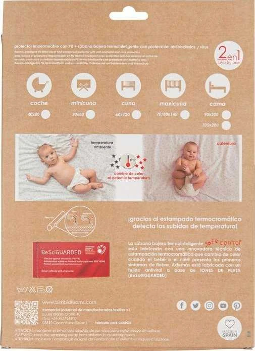Drėgmei atspari vaikiška paklodė Bimbidreams Thermointelligent su guma, 60x120