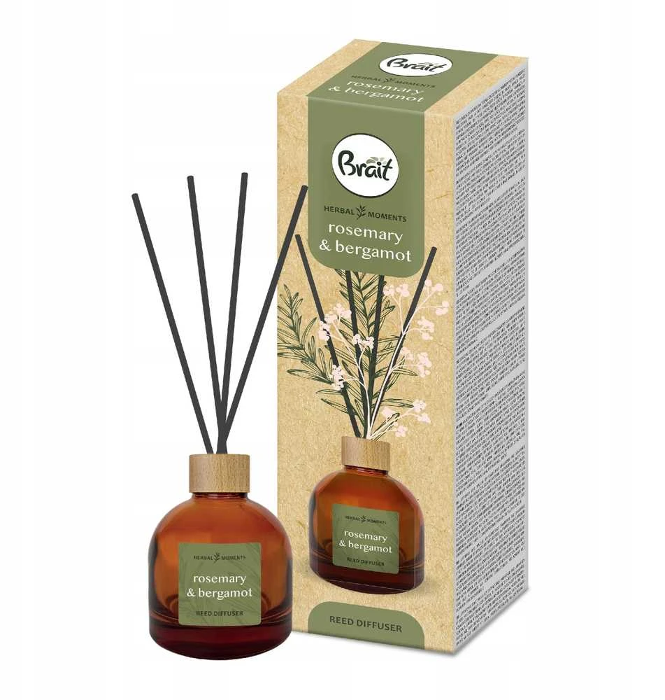 Dramers Dekoratyvinis oro gaiviklis Herbal Moments su lazdelėmis Brait Rosemary & Bergamot 100ml