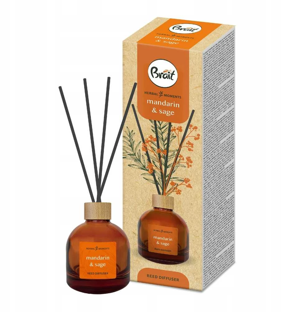 Dramers Dekoratyvinis oro gaiviklis Herbal Moments su lazdelėmis Brait Mandarin & Sage 100ml