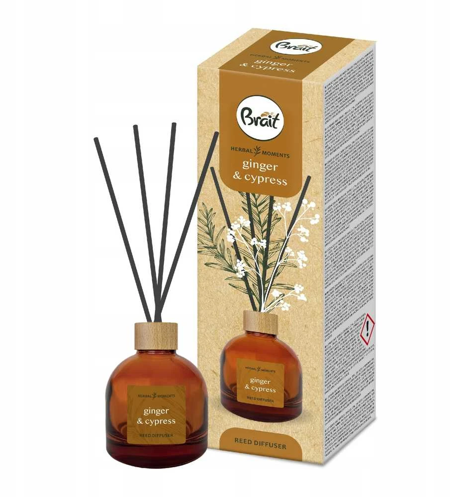 Dramers Dekoratyvinis oro gaiviklis Herbal Moments su lazdelėmis Brait Ginger & Cypress 100ml