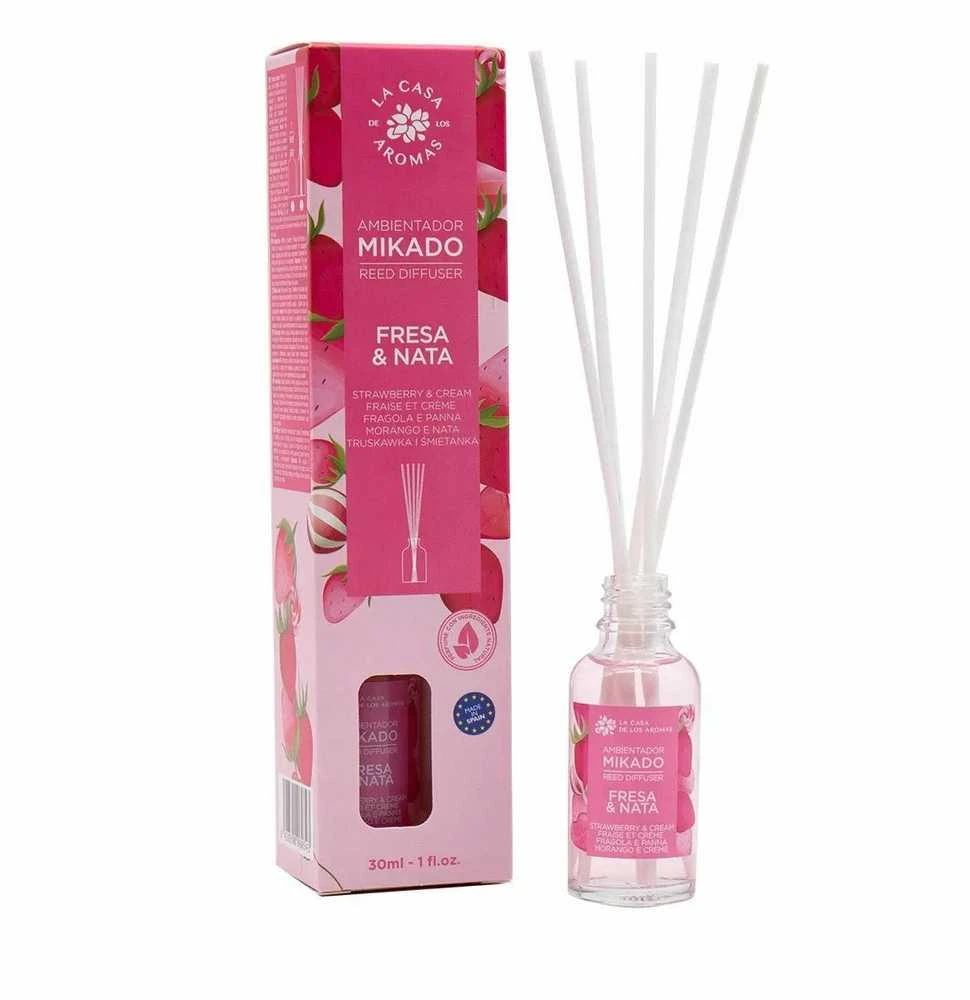 La Casa de los Aromas LOS AROMAS MIKADO FRESA & NATA patalpų kvėpiklis, 30 ml