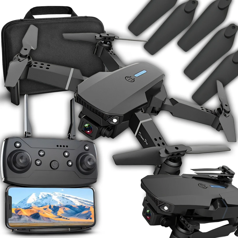 RTO Drone Pro 2 kameros, belaidis HD žaislinis skraidantis dronas, 100 m nuotolinio valdymo pultas, galingas nuotolinio valdymo pultas - ER1079