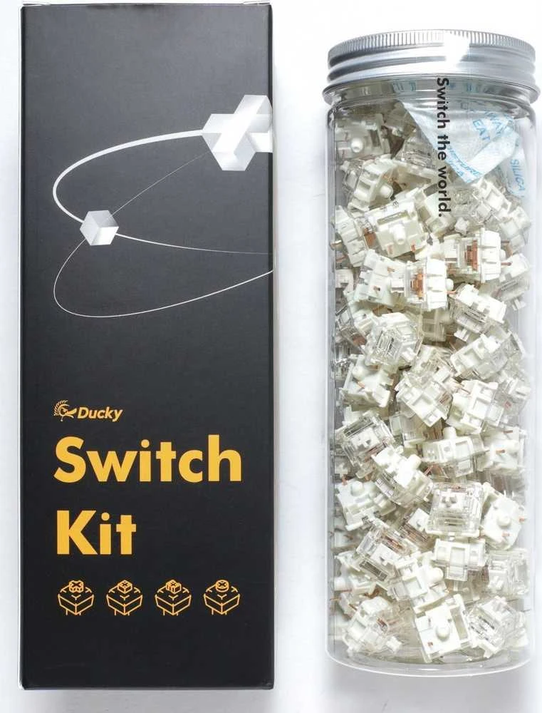 Klaviatūra Ducky Gateron G Pro Baltas Switches, mechaniniai, 3-Pin, linear, MX-Stem, 38g – 110 vnt