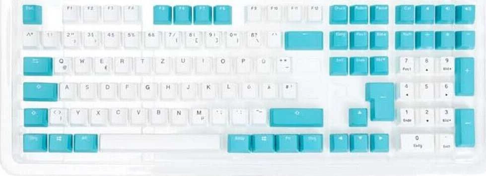 Klaviatūra Ducky Keycap Set, PBT, ISO (DE) - baltas/mėlyna