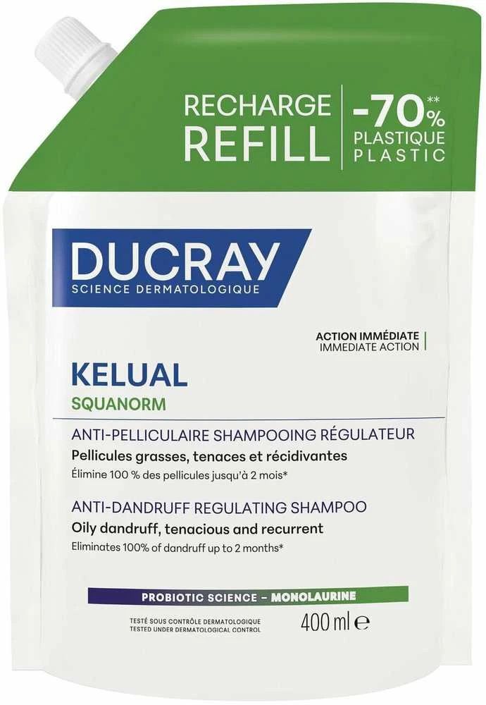 Ducray Kelual Squanorm Hair Treatment Šampūnas Nuo pleiskanų For Scalp With Oily Dandruf Refill, 400 ml