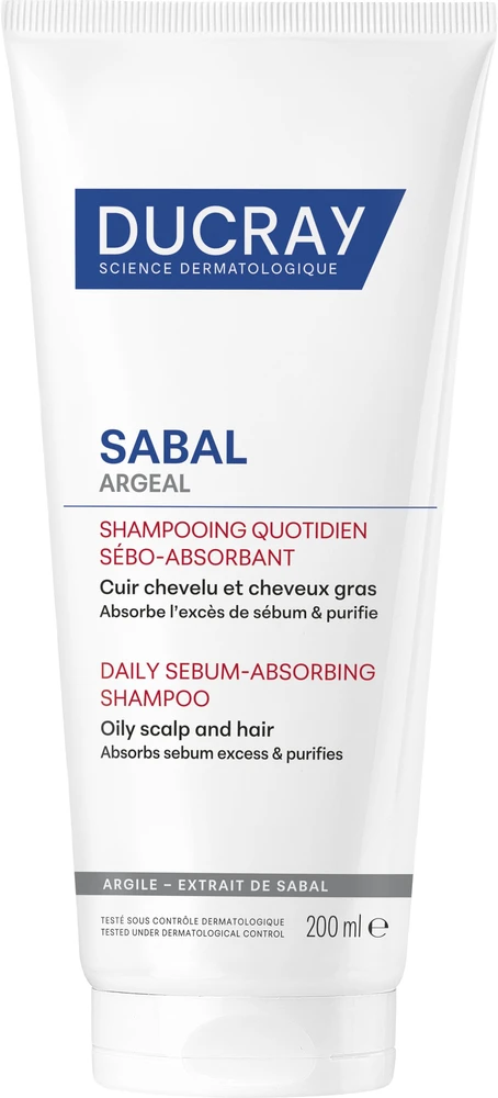 Ducray Sabal Argeal Šampūnas šampūnas riebiai galvos odai, 200 ml