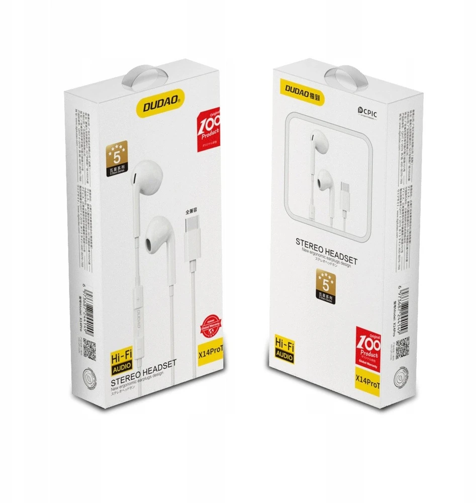 Dudao In-Ear Ausinės with USB Type-C Connector Baltas (X14PROT)