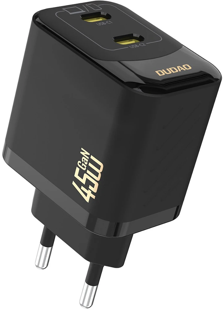 Dudao A28PEU PD 45W GaN 2xUSB Wall Charger - Juodas