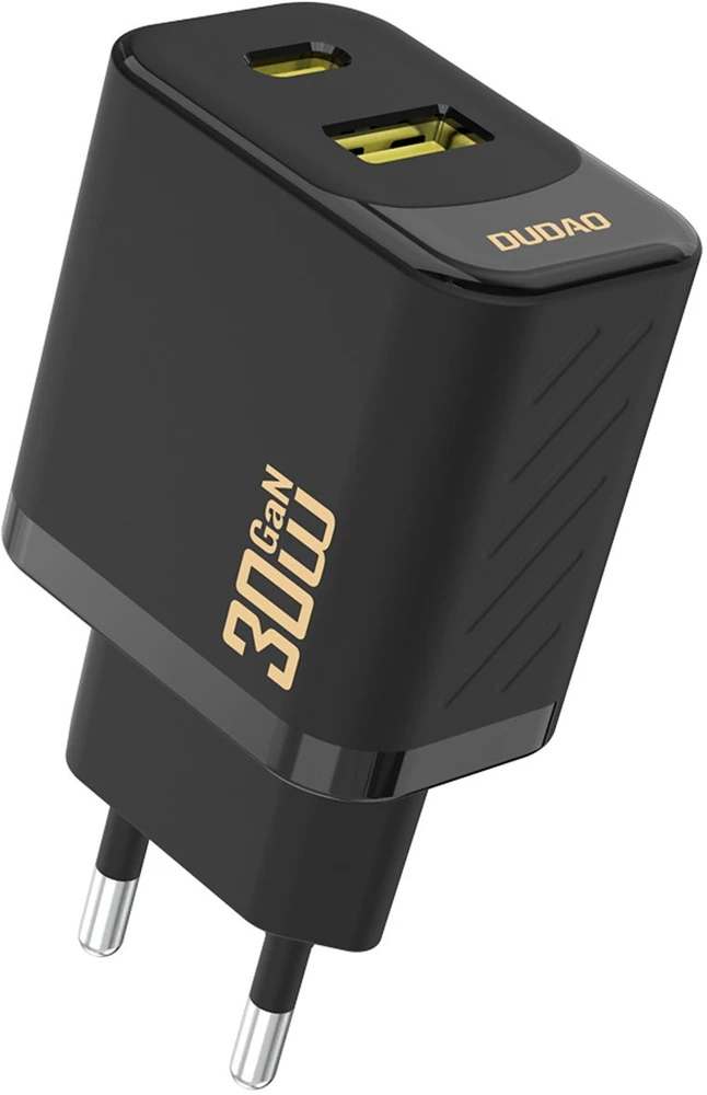 Dudao A27TEU PD 30W GaN USB-A USB-C sieninis įkroviklis - Juodas