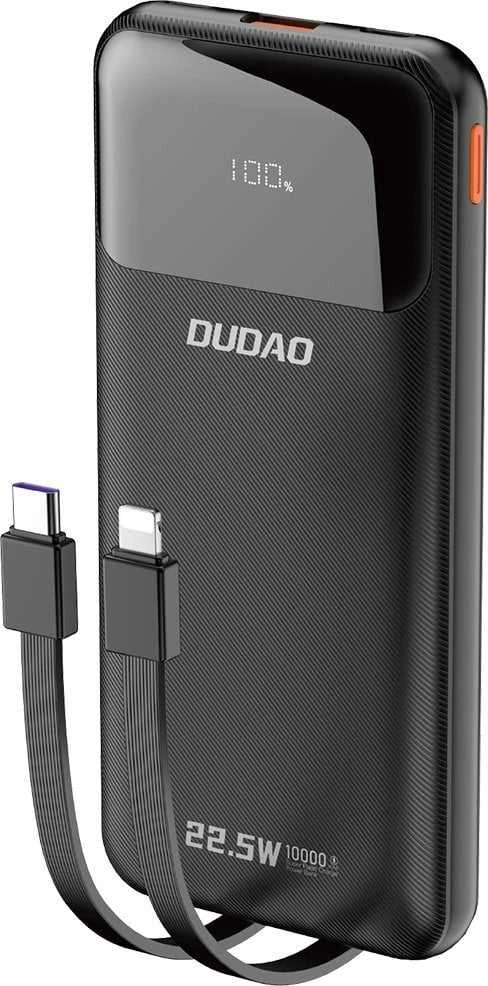 Dudao K15Pro Power Bank 20000mAh 22,5W PD USB-C / USB-A / Integruoti Lightning ir USB-C laidai – juodi