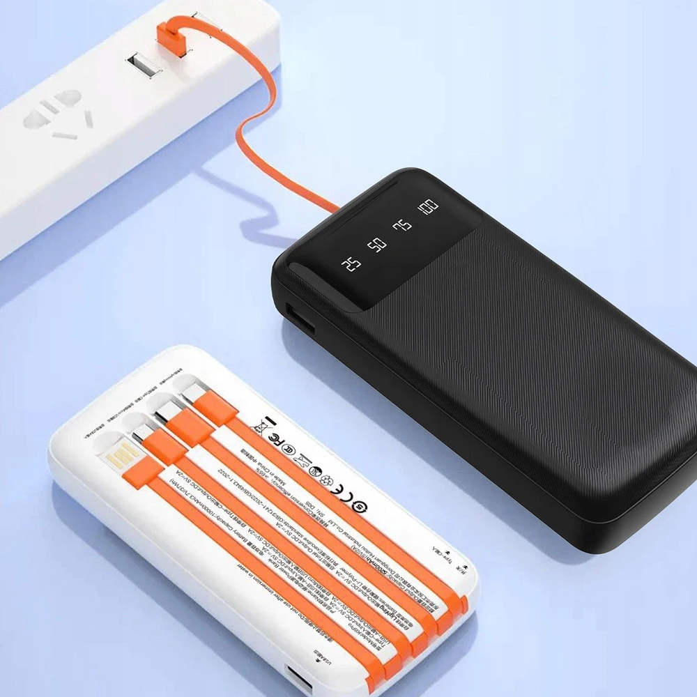 Dudao K6Pro universal powerbank 10000mAh with USB cable, USB Type C, Lightning juodas (K6Pro-juodas)