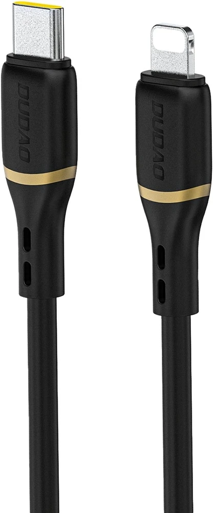Dudao L25X USB-C - Lightning laidas 1 m 30 W su minkštu silikoniniu apvadu - juodas