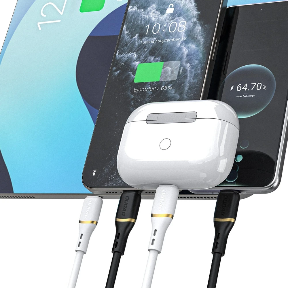 Dudao L25X USB-C - Lightning laidas 1 m 30 W su minkštu silikoniniu apvadu - juodas