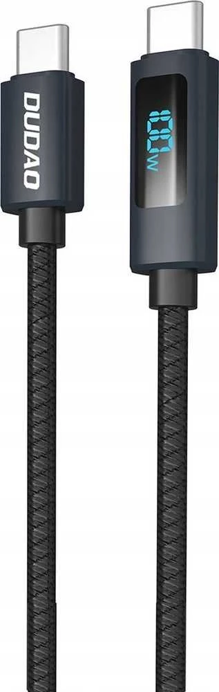 Dudao L7C USB-C – USB-C 100W kabelis with LED Ekranas 1m – juodos spalvos