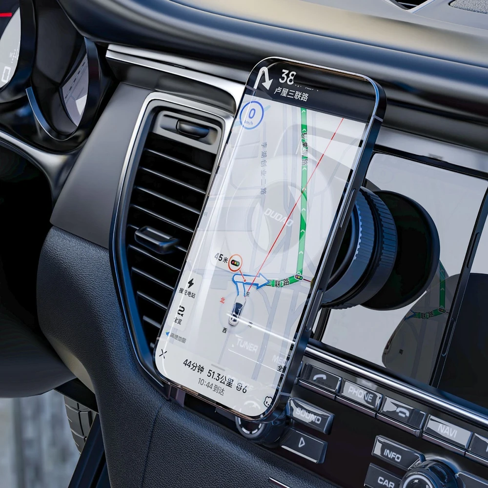 Dudao F24PRO „MagSafe“ suderinamas automobilio laikiklis su siurbtuku, skirtas priekiniam stiklui arba prietaisų skydeliui - Juodas
