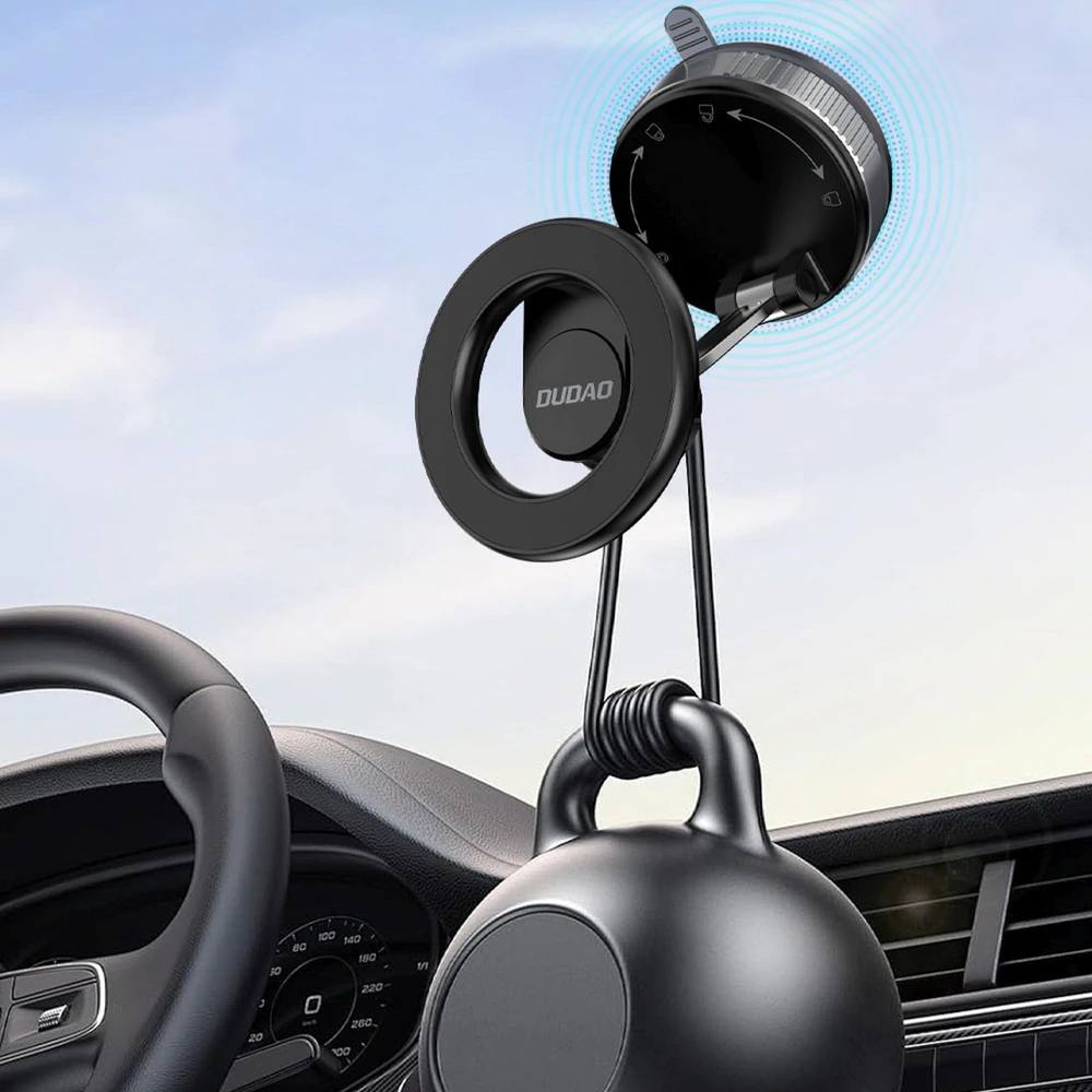 Dudao F24X „MagSafe“ suderinamas automobilinis laikiklis su siurbtuku – juodas