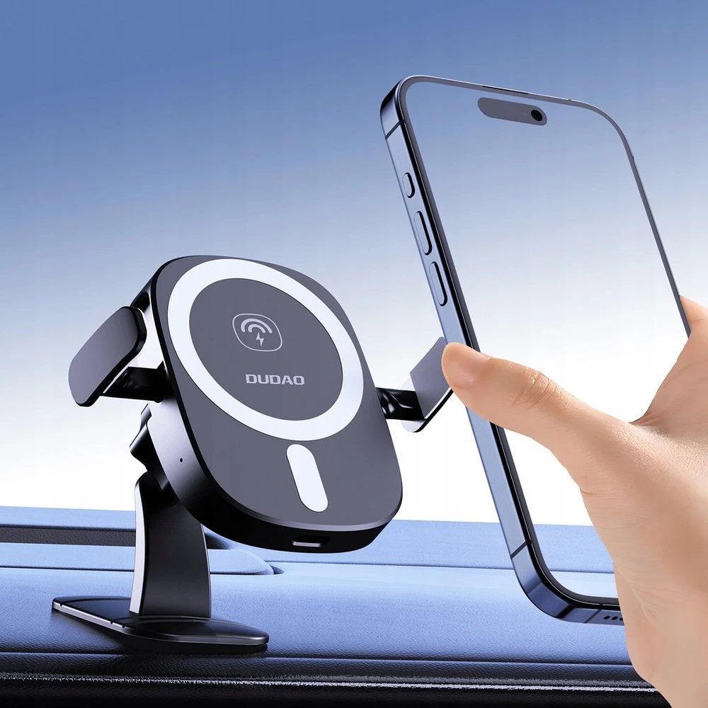 Dudao FW11 automobilinis telefono laikiklis su 15W indukciniu įkrovikliu oro grotelėms / cockpit – juodos spalvos