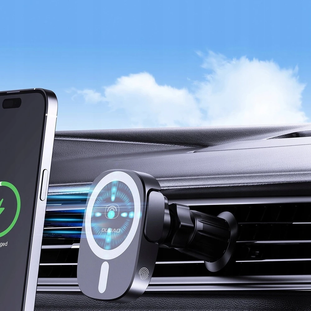 Dudao FW11 automobilinis telefono laikiklis su 15W indukciniu įkrovikliu oro grotelėms / cockpit – juodos spalvos
