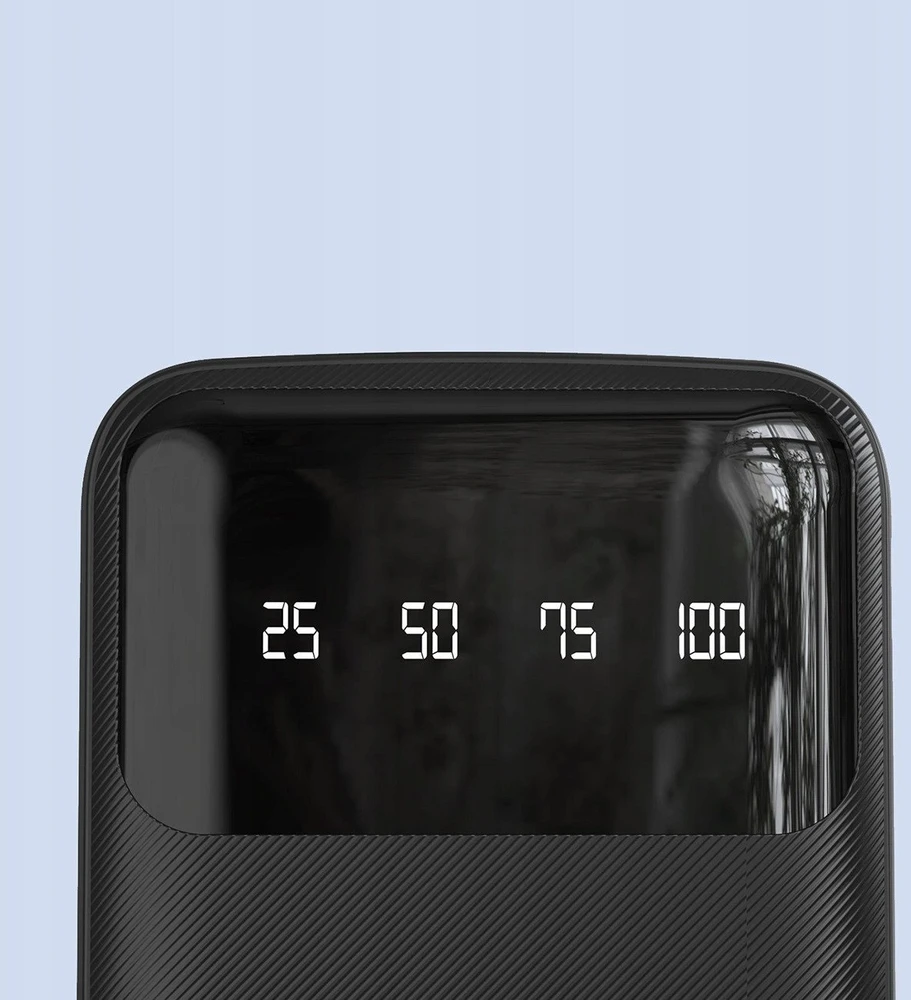 Didelės talpos Dudao nešiojama baterija su 4 integruotais laidais, 20000 mAh, USB C tipo + micro USB + Lightning + USB-A (įvestis) - juodas (Dudao K6Pro+)