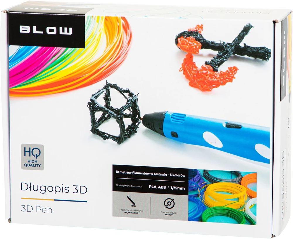 Blow 3D rašiklis 3D spausdintuvas mėlynas + 10 m gijų mišinys