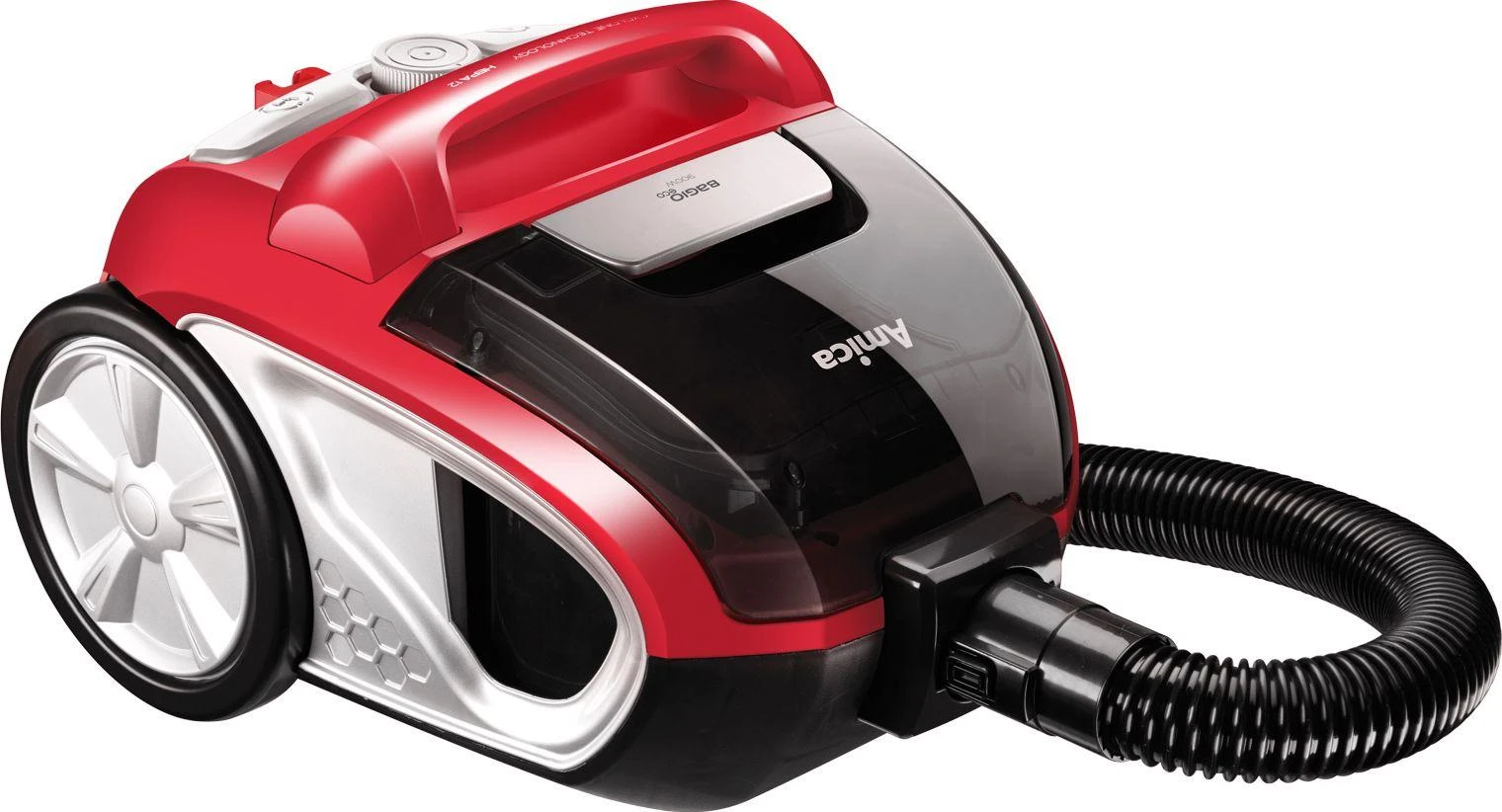 Dulkių Siurblys - Amica Bagio VM3044 1.5L Be Maišelio 900W Juodas/Sidabrinis/Raudonas