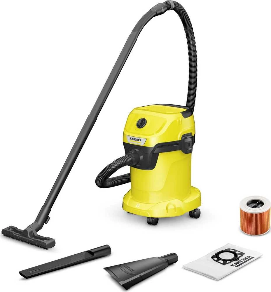 Universal hoover KARCHER WD 3 V-17/4/35 + nozzles 17 l 1000 W (1.628-124.0) Juodas, Geltona