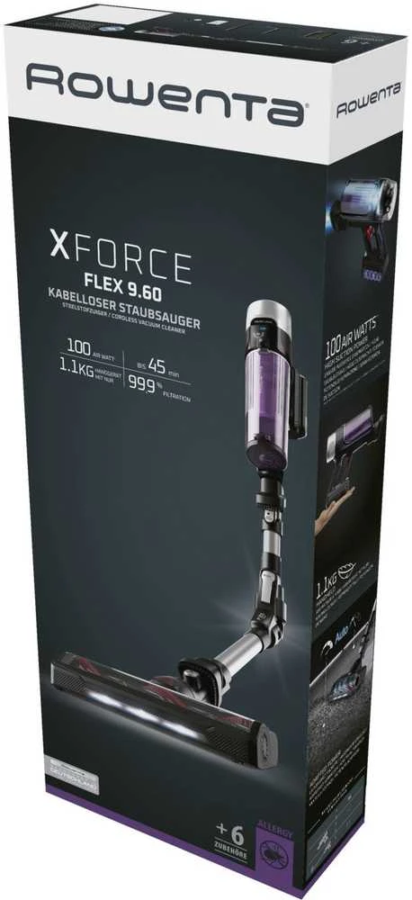 Dulkių siurblys Rowenta X-Force Flex 9.60 Allergy RH2037, Juodos ir violetinės spalvos