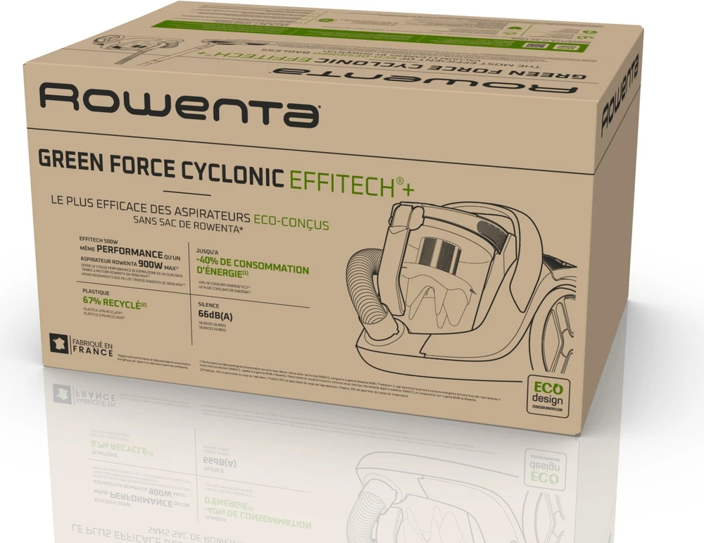 Dulkių siurblys Rowenta Žalias Force Cyclonic Effitech RO7C36, Bodenstaubsauger - juodas/pilka