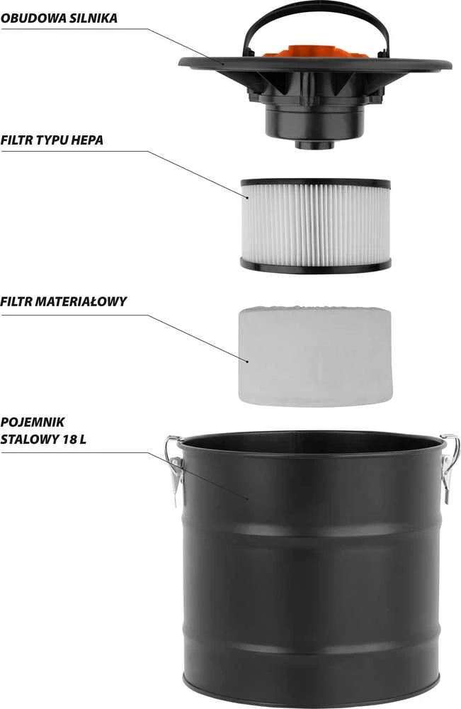 Toya pelenų siurblys 800W / 18L 72928